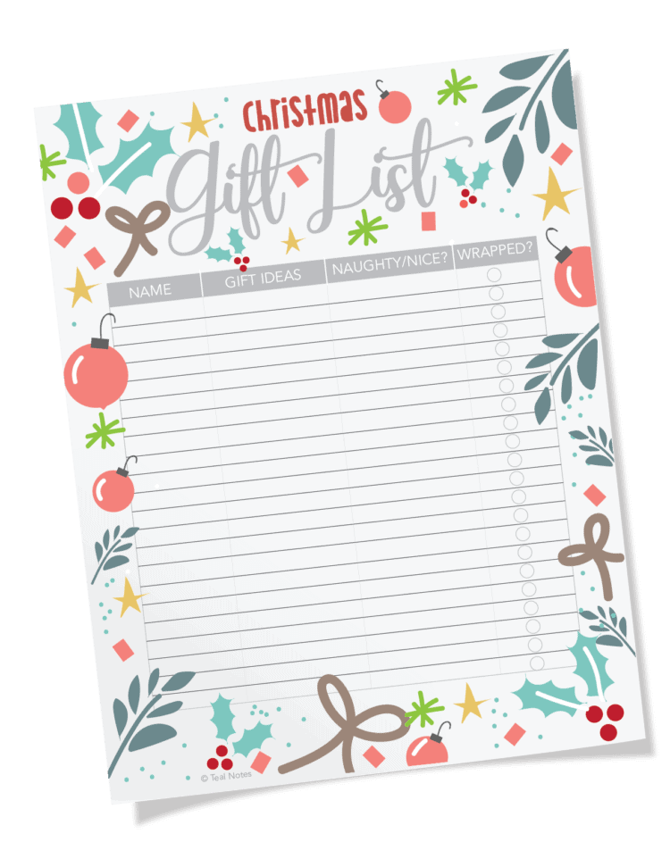 Free Christmas Gift List Printable To Stay Organized During The Holidays!