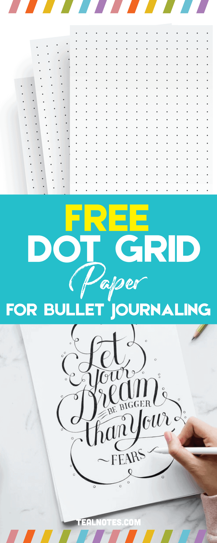 free printable dot grid paper for bullet journals and notes
