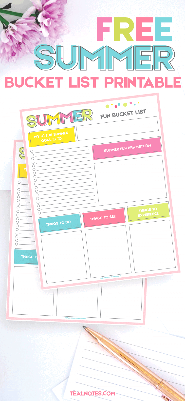 Summer Bucket List Printable Template To Organize Your Summer Fun 