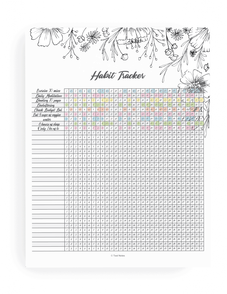 New Habit Tracker Printable: How To Start New Habits And Get Organized