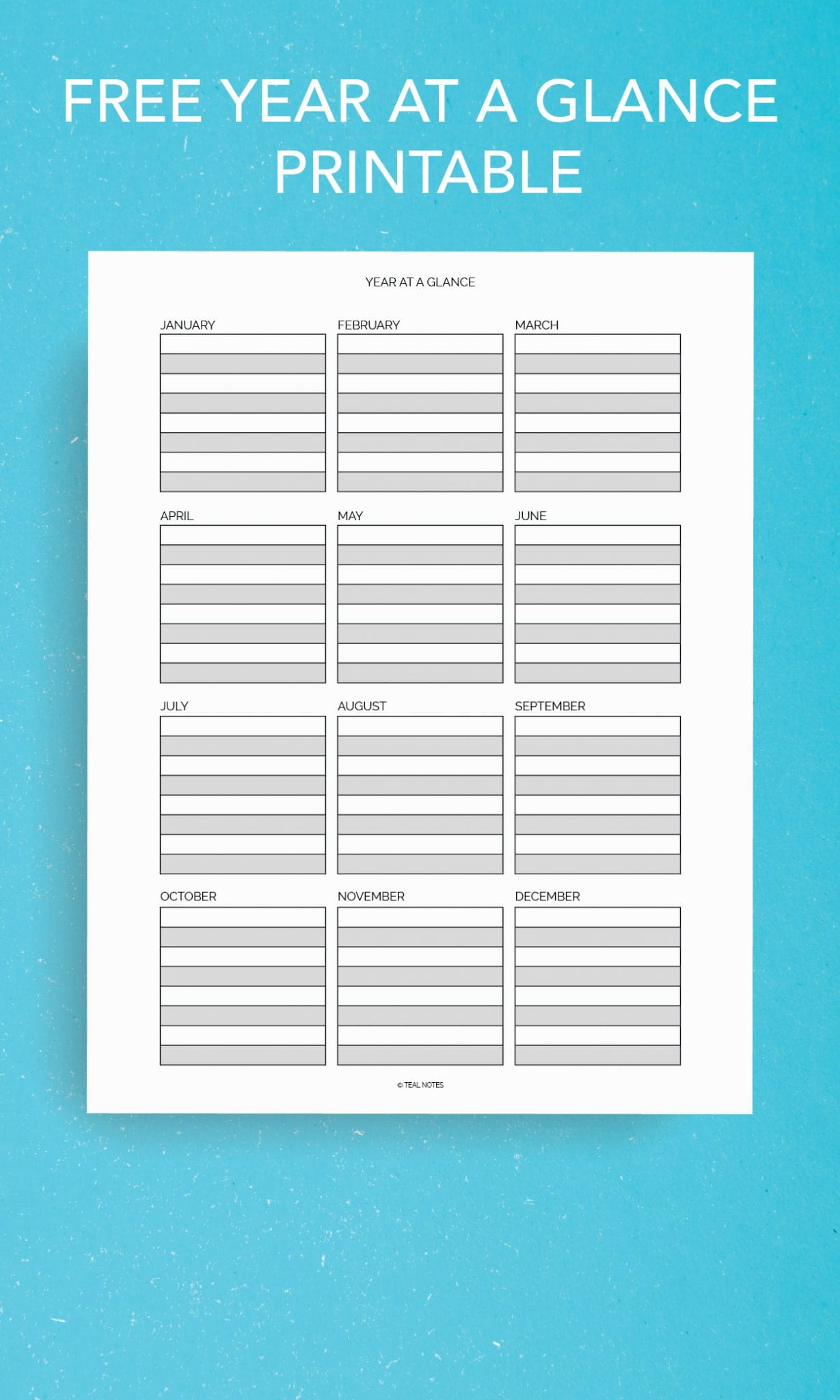 Free Year At A Glance Printable